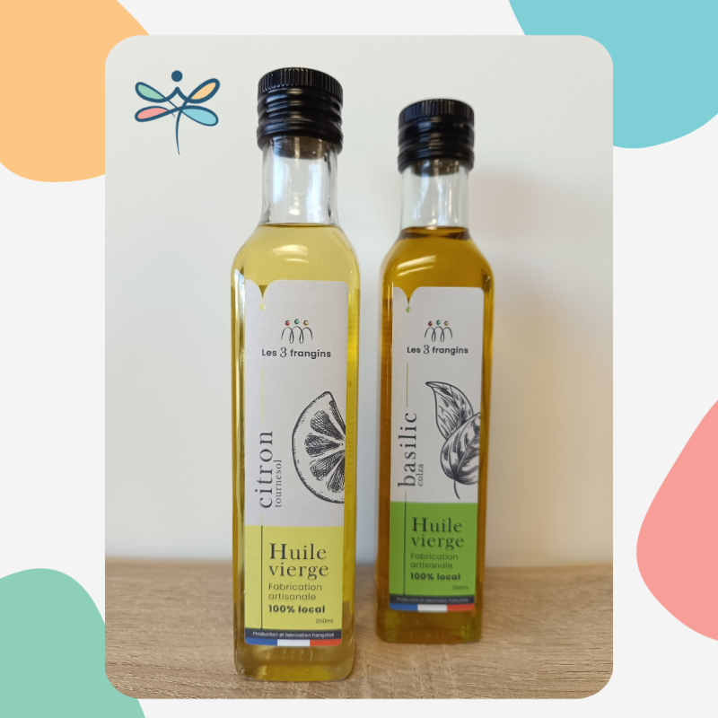 Huiles aromatisées des 3 Frangins – Colza Basilic & Tournesol Citron